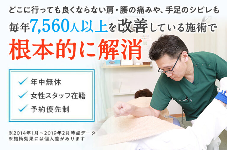 葛西整体院ではどこに行っても良くならない方・腰の痛みや手足のしびれも毎年7,560人以上を改善している施術で痛みを根本的に解消します