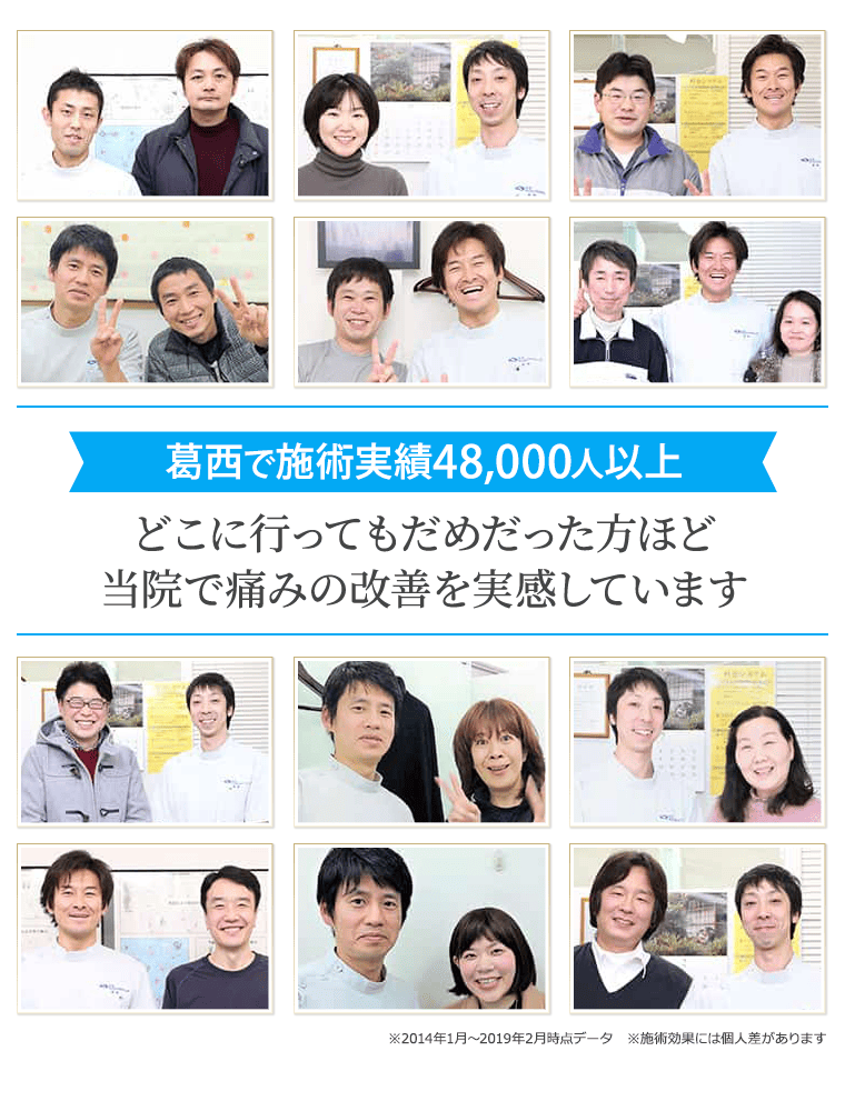 葛西で施術実績48,000人以上どこに行ってもだめだった方ほど当院の整体で痛みの改善